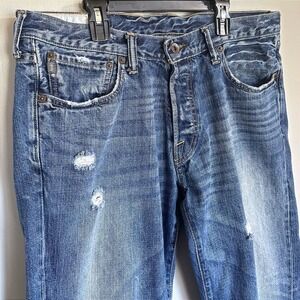 Abercrombie & Fitch Mens Distressed Straight Leg Jeans Blue Medium Wash 34x34